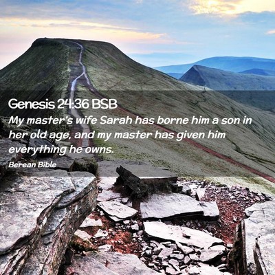 Picture 02 - Genesis 24:36 BSB - My master’s wife Sarah has borne him a son in - Bible Verse Picture