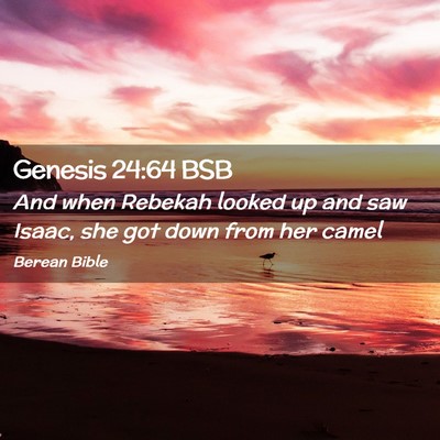 Picture 02 - Genesis 24:64 BSB - And when Rebekah looked up and saw Isaac, she got - Bible Verse Picture