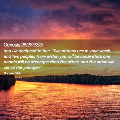 Picture 02 - Genesis 25:23 BSB - and He declared to her: “Two nations are in - Bible Verse Picture