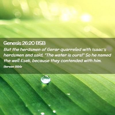 Picture 02 - Genesis 26:20 BSB - But the herdsmen of Gerar quarreled with - Bible Verse Picture