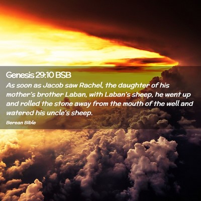 Picture 02 - Genesis 29:10 BSB - As soon as Jacob saw Rachel, the daughter of his - Bible Verse Picture