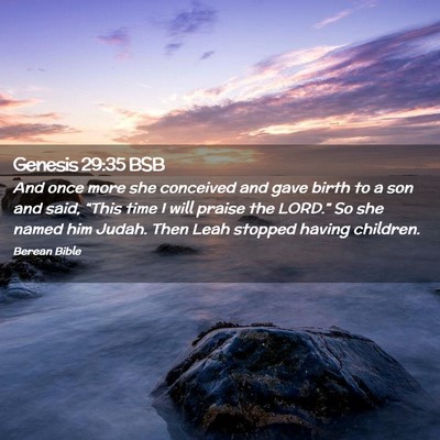 Picture 02 - Genesis 29:35 BSB - And once more she conceived and gave birth to a - Bible Verse Picture