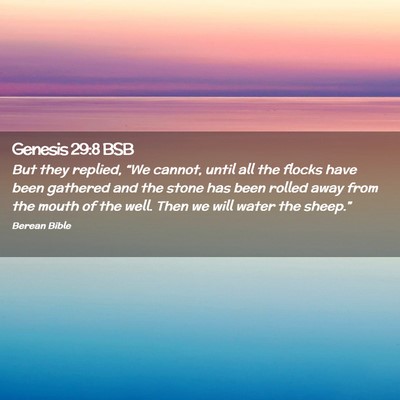 Picture 02 - Genesis 29:8 BSB - But they replied, “We cannot, until all the - Bible Verse Picture