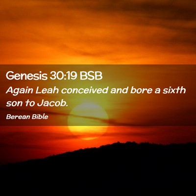 Picture 02 - Genesis 30:19 BSB - Again Leah conceived and bore a sixth son to - Bible Verse Picture