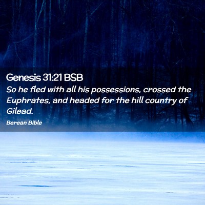 Picture 02 - Genesis 31:21 BSB - So he fled with all his possessions, crossed the - Bible Verse Picture