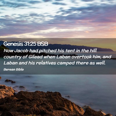 Picture 02 - Genesis 31:25 BSB - Now Jacob had pitched his tent in the hill - Bible Verse Picture