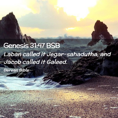 Picture 02 - Genesis 31:47 BSB - Laban called it Jegar-sahadutha, and Jacob called - Bible Verse Picture