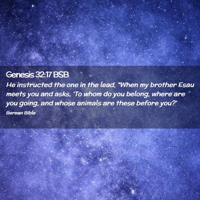 Picture 02 - Genesis 32:17 BSB - He instructed the one in the lead, “When my - Bible Verse Picture