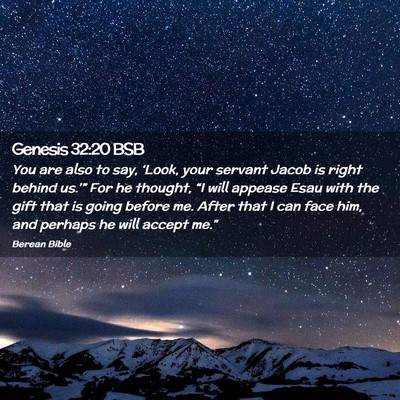 Picture 02 - Genesis 32:20 BSB - You are also to say, ‘Look, your servant Jacob - Bible Verse Picture