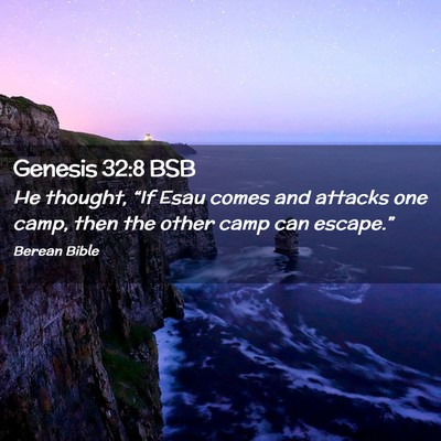 Picture 02 - Genesis 32:8 BSB - He thought, “If Esau comes and attacks one - Bible Verse Picture