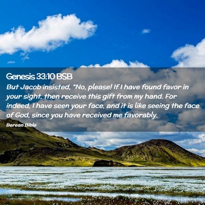 Picture 02 - Genesis 33:10 BSB - But Jacob insisted, “No, please! If I have - Bible Verse Picture