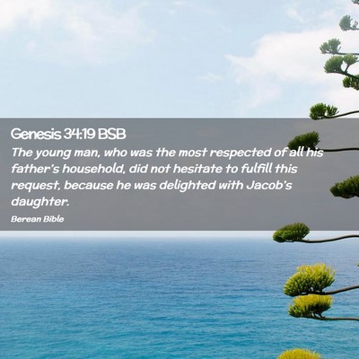 Picture 02 - Genesis 34:19 BSB - The young man, who was the most respected of all - Bible Verse Picture