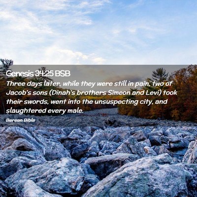 Picture 02 - Genesis 34:25 BSB - Three days later, while they were still in pain, - Bible Verse Picture