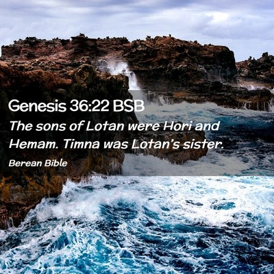 Picture 02 - Genesis 36:22 BSB - The sons of Lotan were Hori and Hemam. Timna was - Bible Verse Picture