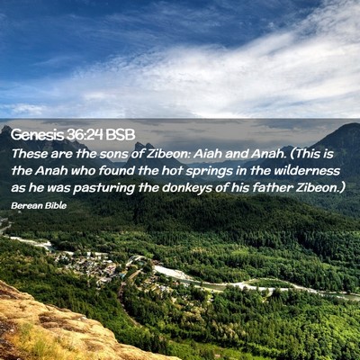 Picture 02 - Genesis 36:24 BSB - These are the sons of Zibeon: Aiah and Anah. - Bible Verse Picture