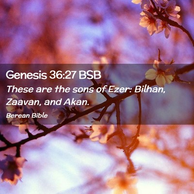 Picture 02 - Genesis 36:27 BSB - These are the sons of Ezer: Bilhan, Zaavan, and - Bible Verse Picture