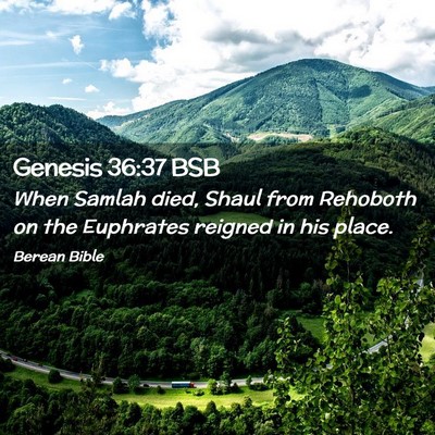 Picture 02 - Genesis 36:37 BSB - When Samlah died, Shaul from Rehoboth on the - Bible Verse Picture