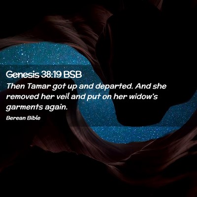 Picture 02 - Genesis 38:19 BSB - Then Tamar got up and departed. And she removed - Bible Verse Picture