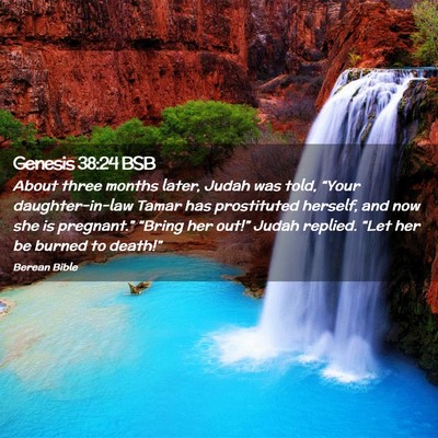 Picture 02 - Genesis 38:24 BSB - About three months later, Judah was told, “Your - Bible Verse Picture