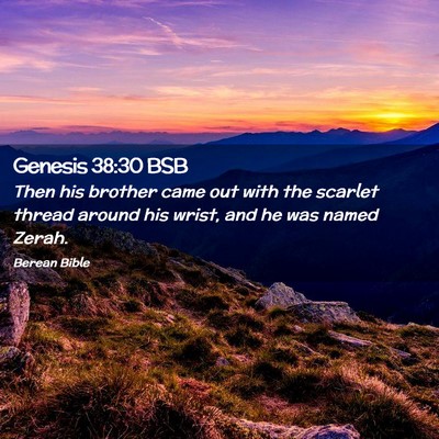 Picture 02 - Genesis 38:30 BSB - Then his brother came out with the scarlet thread - Bible Verse Picture
