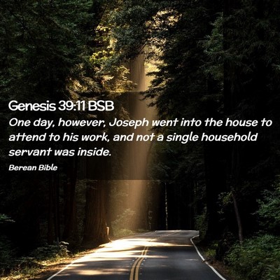 Picture 02 - Genesis 39:11 BSB - One day, however, Joseph went into the house to - Bible Verse Picture