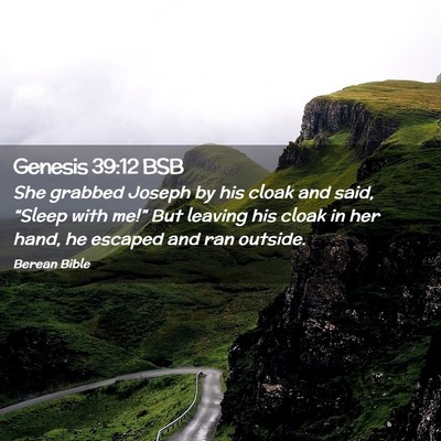 Picture 02 - Genesis 39:12 BSB - She grabbed Joseph by his cloak and said, - Bible Verse Picture
