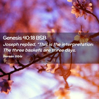 Picture 02 - Genesis 40:18 BSB - Joseph replied, “This is the interpretation: - Bible Verse Picture
