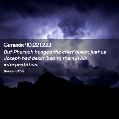 Picture 02 - Genesis 40:22 BSB - But Pharaoh hanged the chief baker, just as - Bible Verse Picture