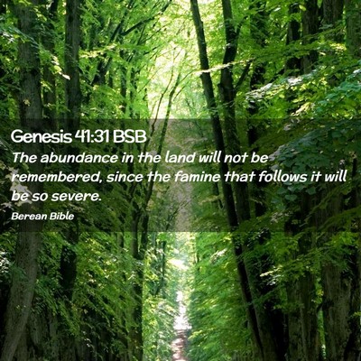 Picture 02 - Genesis 41:31 BSB - The abundance in the land will not be remembered, - Bible Verse Picture