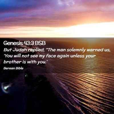 Picture 02 - Genesis 43:3 BSB - But Judah replied, “The man solemnly warned us, - Bible Verse Picture