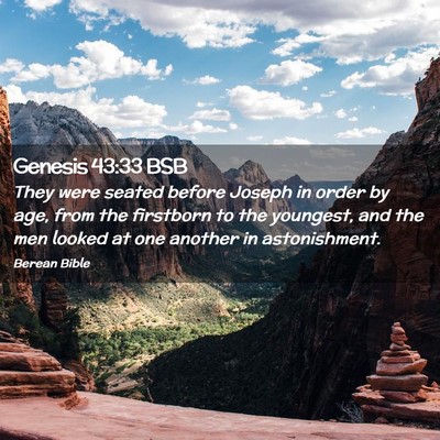Picture 02 - Genesis 43:33 BSB - They were seated before Joseph in order by age, - Bible Verse Picture