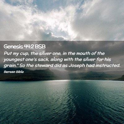 Picture 02 - Genesis 44:2 BSB - Put my cup, the silver one, in the mouth of the - Bible Verse Picture