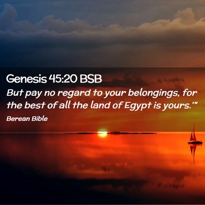 Picture 02 - Genesis 45:20 BSB - But pay no regard to your belongings, for the - Bible Verse Picture