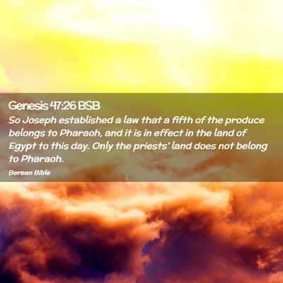 Picture 02 - Genesis 47:26 BSB - So Joseph established a law that a fifth of the - Bible Verse Picture