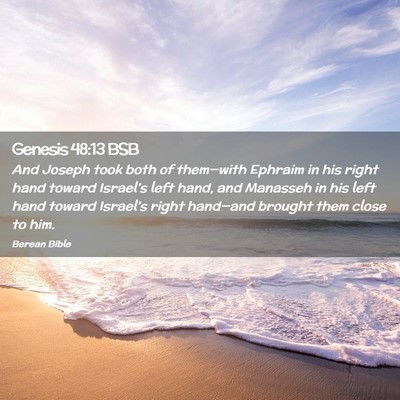 Picture 02 - Genesis 48:13 BSB - And Joseph took both of them—with Ephraim in - Bible Verse Picture