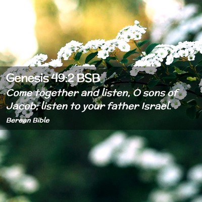 Picture 02 - Genesis 49:2 BSB - Come together and listen, O sons of Jacob; listen - Bible Verse Picture