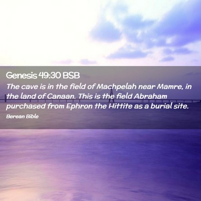 Picture 02 - Genesis 49:30 BSB - The cave is in the field of Machpelah near Mamre, - Bible Verse Picture