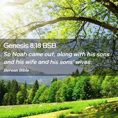 Picture 02 - Genesis 8:18 BSB - So Noah came out, along with his sons and his - Bible Verse Picture
