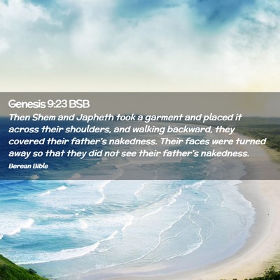 Picture 02 - Genesis 9:23 BSB - Then Shem and Japheth took a garment and placed - Bible Verse Picture