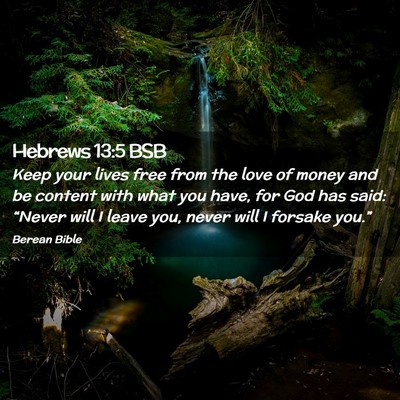 Picture 02 - Hebrews 13:5 BSB - Keep your lives free from the love of money and - Bible Verse Picture