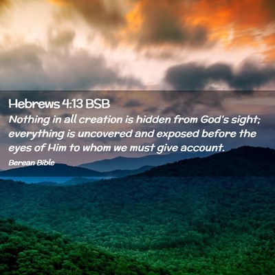 Picture 02 - Hebrews 4:13 BSB - Nothing in all creation is hidden from God’s - Bible Verse Picture