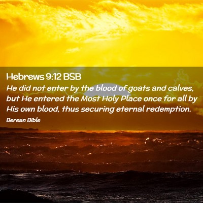 Picture 02 - Hebrews 9:12 BSB - He did not enter by the blood of goats and - Bible Verse Picture