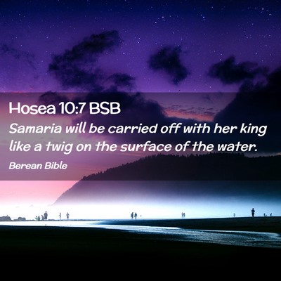 Picture 02 - Hosea 10:7 BSB - Samaria will be carried off with her king like a - Bible Verse Picture