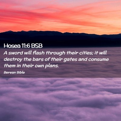 Picture 02 - Hosea 11:6 BSB - A sword will flash through their cities; it will - Bible Verse Picture