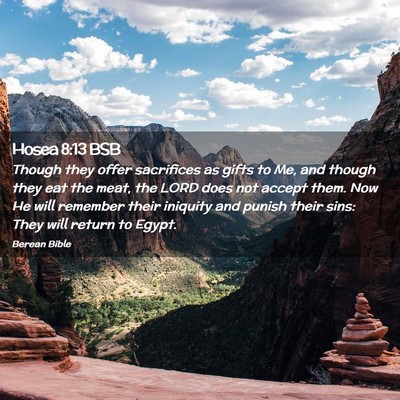 Picture 02 - Hosea 8:13 BSB - Though they offer sacrifices as gifts to Me, and - Bible Verse Picture