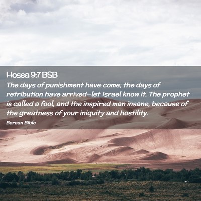 Picture 02 - Hosea 9:7 BSB - The days of punishment have come; the days of - Bible Verse Picture