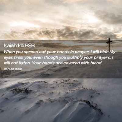 Picture 02 - Isaiah 1:15 BSB - When you spread out your hands in prayer, I will - Bible Verse Picture