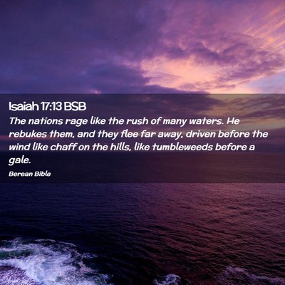 Picture 02 - Isaiah 17:13 BSB - The nations rage like the rush of many waters. He - Bible Verse Picture