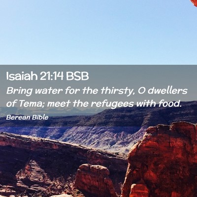 Picture 02 - Isaiah 21:14 BSB - Bring water for the thirsty, O dwellers of Tema; - Bible Verse Picture
