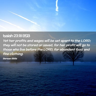 Picture 02 - Isaiah 23:18 BSB - Yet her profits and wages will be set apart to - Bible Verse Picture